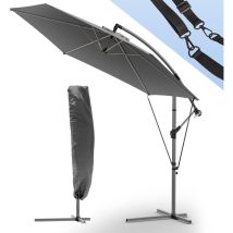Ombrellone Decentrato da Giardino, Protezione Solare UV50+, Diametro 3M con Cinghia di Fissaggio, Grigio - Vounot