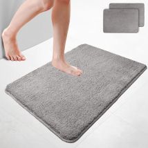 Pack de 2 Alfombra de Baño Antideslizante 60 x 90 cm Gris - Vounot
