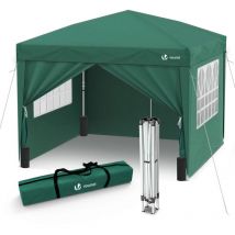 Pavillon 3x3m mit 4 Seitenteilen & 4 Sandsäcke, Pop Up Faltpavillon, Faltbar Gartenzelt Partyzelt, inkl. Tasche, Grün - Vounot