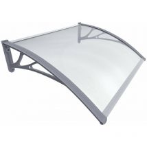 Pensilina Tettoia 100x80cm per Porta Balcone Esterno, Pensilina Alveolare in Policarbonato, Grigio - Vounot