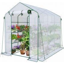 Serra da Giardino 143x215x195 cm, Mini Serra Orto Vivaio per Piante 12 Ripiani, Bianco - Vounot