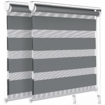 Set di 2 Tenda a Rullo Doppia Strato Oscurante Giorno e Notte, Catenella Laterale, Tenda Interno Zebra Blinds Grigio, 100 x 150 cm - Vounot