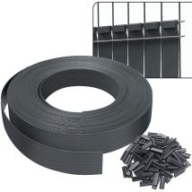 Sichtschutzstreifen für Doppelstabmatten 75m x 4.7cm, pvc Sichtschutz Zaun mit 150 Clips, Grau - Vounot