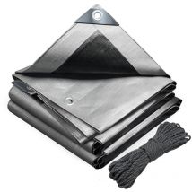 Vounot - Telo Impermeabile Esterno 3x5m, Telone Occhiellato Impermeabile Rinforzato pe 180 g/m², Grigio-Nero