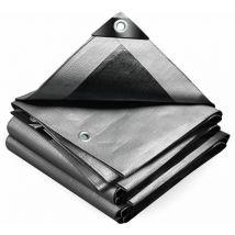 Vounot - Telo Impermeabile Esterno 4x6m, Telone Occhiellato Rinforzato pe 240 g/m², Grigio-Nero