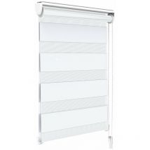 Tenda a Rullo Doppia Strato Oscurante Giorno e Notte, Catenella Laterale, Tenda Interno Zebra Blinds Bianco, 50 x 150 cm - Vounot