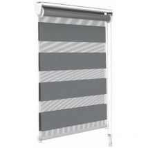 Tenda a Rullo Doppia Strato Oscurante Giorno e Notte, Catenella Laterale, Tenda Interno Zebra Blinds Grigio, 50 x 150 cm - Vounot