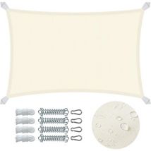 Vounot - Wasserdicht Sonnensegel Rechteckig mit Befestigung Set, 3x4m, Beige