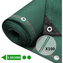 Zaunblende 1.8×20m, Sichtschutz Zaun 230 g/m² hdpe Schattiernetz, Grün - Vounot