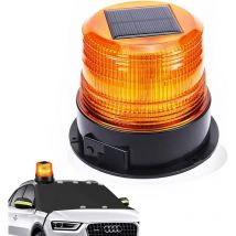 Odipie - Warnleuchte, 12 v, LED-Rundumleuchte, Magnet-Blinklicht für Auto, Auto, lkw, kabellos, superhell (Solar/USB-Warnleuchte) [Energieklasse a]