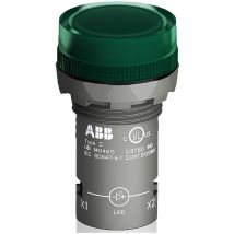 Voyant lumineux led ABB Vert 24 v (c.a./c.c.), ø découpe 22mm, Montage panneau, IP66, IP67, IP69K ( Prix pour 1 )
