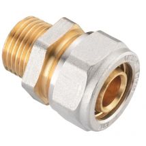 Schraub-Kupplung komplett ø 20 mm 1/2 ag Messing vernickelt Heizkörperventile - Cornat
