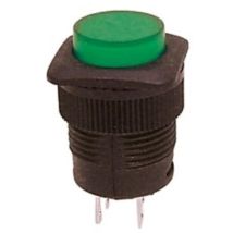 Interruttore a pulsante Off-(On) con LED verde – Diametro foratura 16mm – Resistenza contatto 30 mΩ max – Corrente 1A-250V / 3A-125V