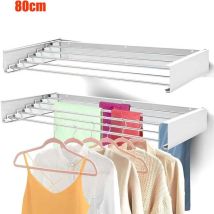 Vtizikl 80cm Etendoir À Linge - Fixation Murale - Rétractable - Étendoir À Linge Pliable Pour L'Intérieur Ou L'Extérieur - Économie D'Espace