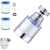 Vtizikl Filtre De Montage De Robinet Avec 2 Cartouches Filtrantes Et Adaptateur De Connecteur Universel De Robinet, Filtre De Robinet D'Évier Rotatif 