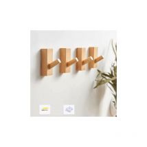 Lot de 4 crochets muraux en bois porte-chapeau, crochets en bois fixés au mur, crochets décoratifs cintre de chapeau organisateur