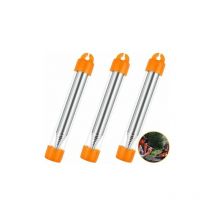 Soufflet de Poche 3 Pièces Tube de Feu Poche en Acier Inoxyable Tube de Feu à Souffler de Survie Tube Télescopique Outil à Feu de Démarrage pour Le