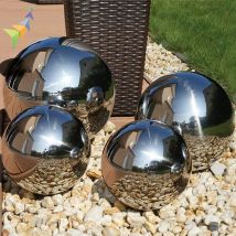 Set of 4 Stainless Steel Gazing Ball - Stainless Steel Hollow Ball Seamless Mirror Polished Ball - Garden Gazing Hollow Reflective Ball for Home and