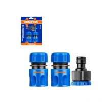EDM 3-teiliges Schlauchverbinder-Set – Wasserhahnadapter, Reduzierstück – ABS, PP, POM – Ideal für Gartenbewässerung