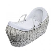 Kinder Valley - Waffle White Wicker Pod Moses Basket with Fleece Lined Coverlet & Full Body Surround - White - White