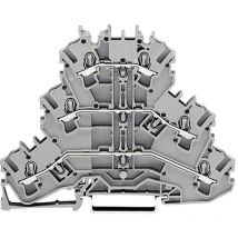 Wago 2002-3203 Morsetto triplo passante 5.20 mm a molla Attribuzione: l, l, n Grigio 1 pz.