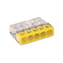 Toolland - wago borne pour boîte de dérivation compact - pour conducteurs rigides - max. 2,5 mm² - 5 conducteurs - couvercle jaune (2273-205)