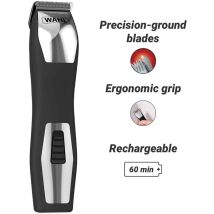 Tosa Barba Multiuso Senza Fili Wahl Groomsman Pro 9855-1216 4 Testine Acciaio Inox Larghezza 30 Mm Nero E Argento