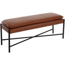 Banco Otomano en pu Cuero Tapizado Asiento de Ventana Escabel Moderno Simple Banco para Dormitorio Sala de Estar Entrada, Marrón, Wahson