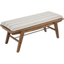 Banco en Lino Asiento Retro Otomana de Madera Rústica Banco para Dormitorio Pasillo Sala de Estar Entrada, Estampado Rayas, Wahson