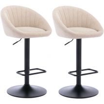 Bar Stools Set of 2 in Towel Fabric Leather Modern Swivel Counter Chairs Height Adjustable for Kitchen Home Bar, Beige, Wahson