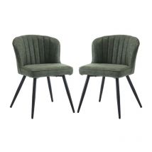 Esszimmerstühle 2er Set, pu Leder Moderner Esszimmerstuhl Gebogene Linie Rückenlehne, Küchenstuhl mit Metallbeine, Grün, Wahson