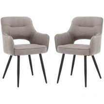 Esszimmerstühle 2er Set Küchenstühle mit Metallbeinen Moderner Polsterstuhl mit Armlehnen für Esszimmer/Wohnzimmer, Chenille, Grau
