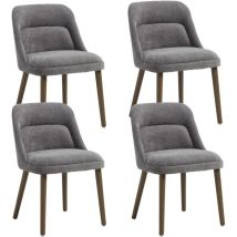 Wahson Esszimmerstühle 4er Set, Retro Küchenstühle Mit Chenille-bezug, Essstuhl Mit Holzbeinen, Küchensessel Für Esszimmer, Grau
