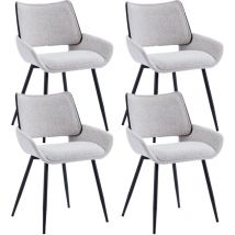 Esszimmerstühle für Küche aus Chenille mit schwarzen Metallbeinen Holzrückenlehne Grau 4er Set Wahson