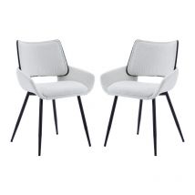Wahson Office Chairs - Esszimmerstühle für Küche aus Chenille mit schwarzen Metallbeinen Holzrückenlehne Beige 2er Set Wahson