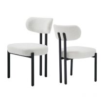 Wahson Esszimmerstühle 2er Set Teddystoff Küchenstuhl Mit Schwarzen Metallbeinen, Polsterstühle Für Esszimmer,weiß