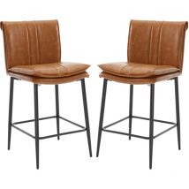 Wahson Office Chairs - Set di 2 Sgabelli da Bar Sgabello Cucina con Schienale in Ecopelle Sgabelli Alti con Gambe in Metallo Sedia da Bar Moderna,
