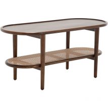 Wahson Office Chairs - Mesa de café Snack Tea Center Table con estante de ratán Side Table en marco de madera para el hogar Sala de estar Oficina,