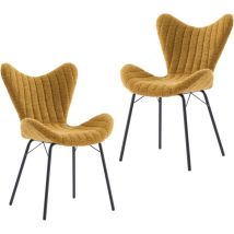 Wahson Set Di 2 Sedie, Sedie Da Pranzo In Tessuto Sedie Da Cucina Con Gambe In Metallo, Sedie Per Sala Da Pranzo/soggiorno, Giallo