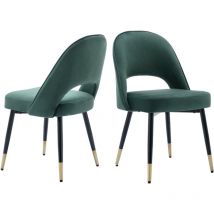Wahson Office Chairs - Juego de 2 Sillas de Cocina Tapizadas en Terciopelo con Respaldo Hueco para Comedor Salón Restaurante, Verde, Wahson