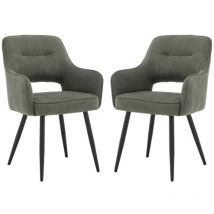 Juego de 2 Sillas de Comedor en Tela de Chenilla Sillones de Esquina de Ocio con Respaldo Hueco para Cocina Sala de Estar, Verde, Wahson