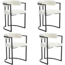 Sillas de Comedor Juego de 4 de piel Sintética Sillas de Cocina de Diseño Moderno con patas de Metal para Restaurante Salón, Blanco, Wahson