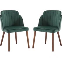 Wahson Office Chairs - Juego de 2 Sillas de Comedor en Terciopelo Tapizadas Sillas de Cocina de Mediano Siglo con Patas de Madera para Comedor Sala