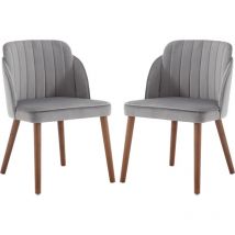 Wahson Office Chairs - Juego de 2 Sillas de Comedor en Terciopelo Tapizadas Sillas de Cocina de Mediano Siglo con Patas de Madera para Comedor Sala