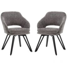 Wahson Office Chairs - Juego de 2 Sillas de Comedor de Chenilla Tapizadas Sillas Giratorias de Ocio con Respaldo para Cocina Salón, Gris, Wahson