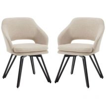 Wahson Office Chairs - Juego de 2 Sillas de Comedor de Lino Tapizadas Sillas Giratorias de Ocio con Respaldo para Cocina Salón, Avena, Wahson