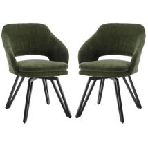 Wahson Office Chairs - Juego de 2 Sillas de Comedor de Chenilla Tapizadas Sillas Giratorias de Ocio con Respaldo para Cocina Salón, Verde, Wahson