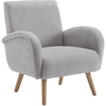 Sillón Moderno en Chenilla Tapizado Sillón de Ocio con Patas de Madera para el Hogar Dormitorio Sala de Estar Relajante, Gris, Wahson