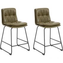 Wahson Office Chairs - Tabourets de Bar Lot de 2 Chaise Haute Cuisine en Cuir pu pour Bar avec Coussin Confortable, Pied Métal, Vert, Wahson