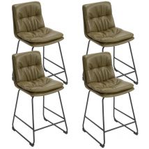 Wahson Office Chairs - Tabourets de Bar Lot de 4 Chaise Haute Cuisine en Cuir pu pour Bar avec Coussin Confortable, Pied Métal, Vert, Wahson